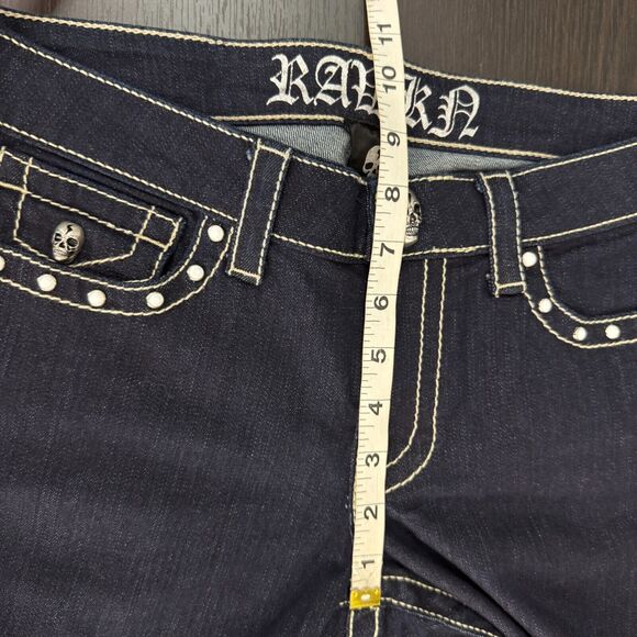 Y2K Jeans Womens 29 Skull Studded Low Rise Grunge Rawkn Denim by Key Closet NEW - Picture 15 of 16